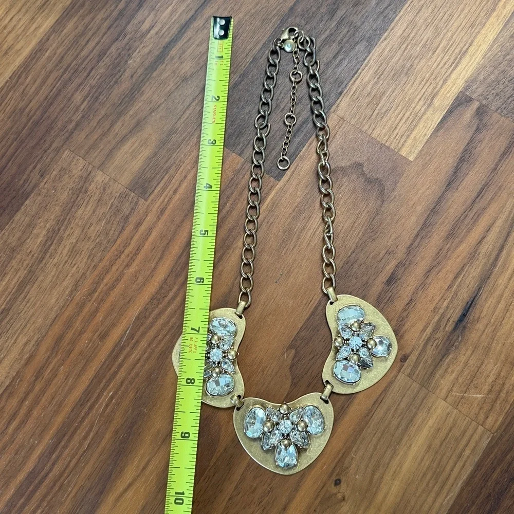 J Crew Statement Crystal Gold Tone Rhinestone Mid Century Chunky Necklace Artsy